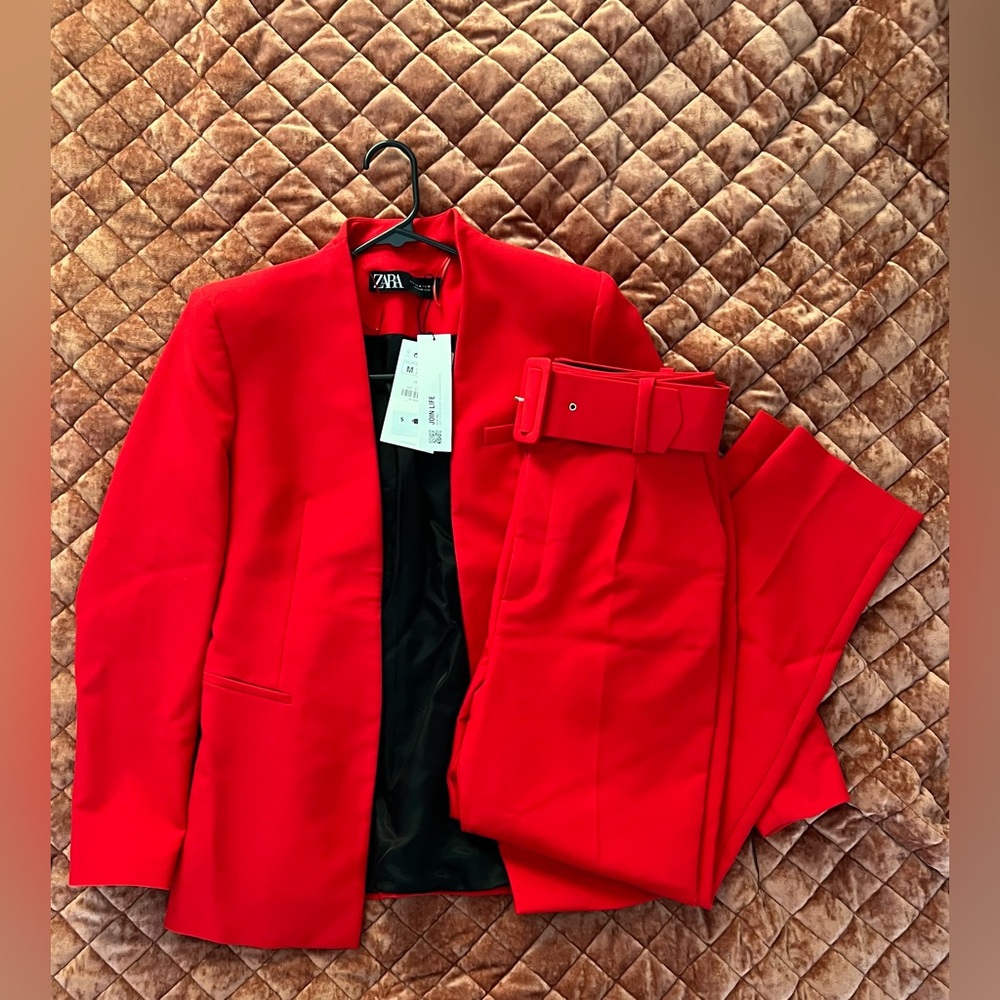 Zara Women’s Red Suit! Medium outfit, new with tags.